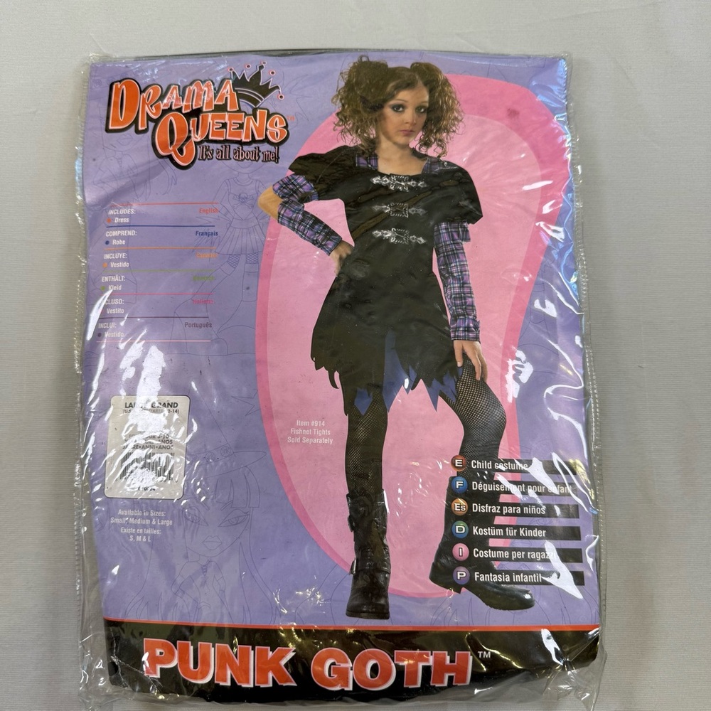 Punk Goth Kids Costume Size 12-14 - Black and Purple